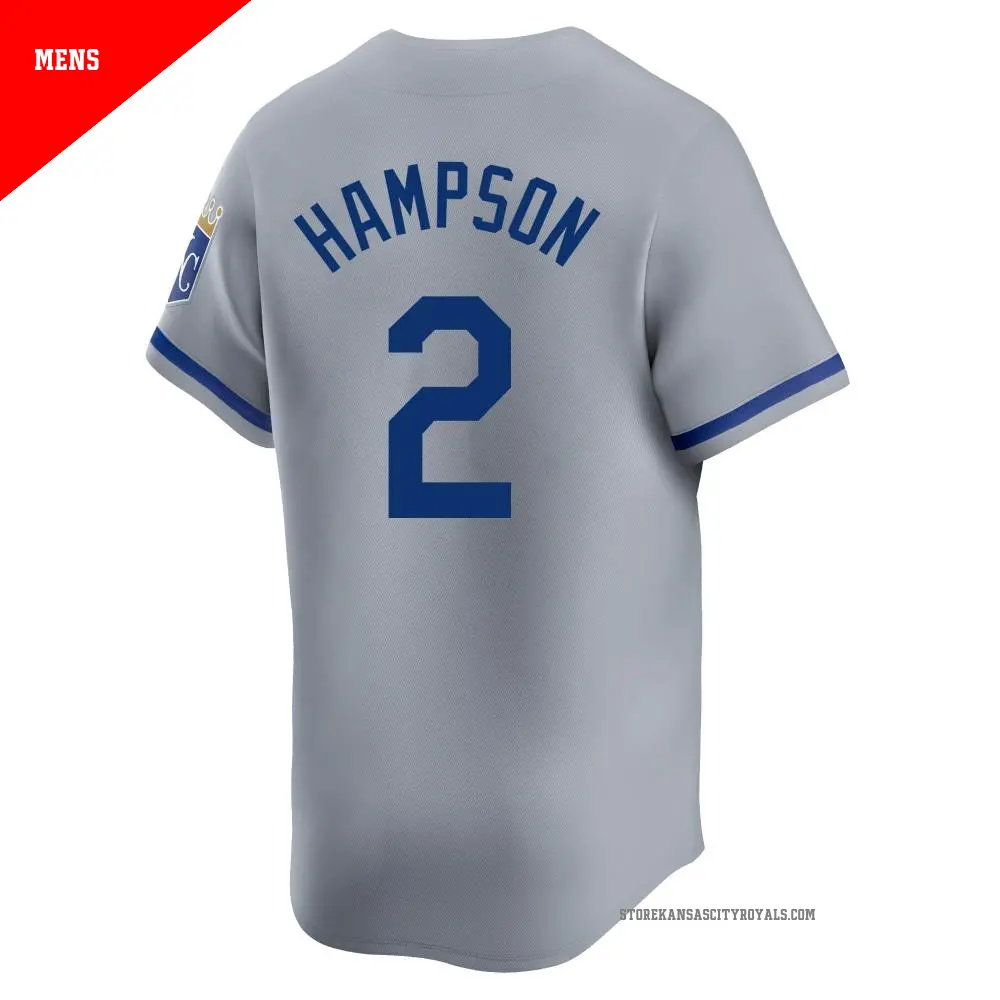 Men s 2 Garrett Hampson Kansas City Royals Gray Limited Away Jersey