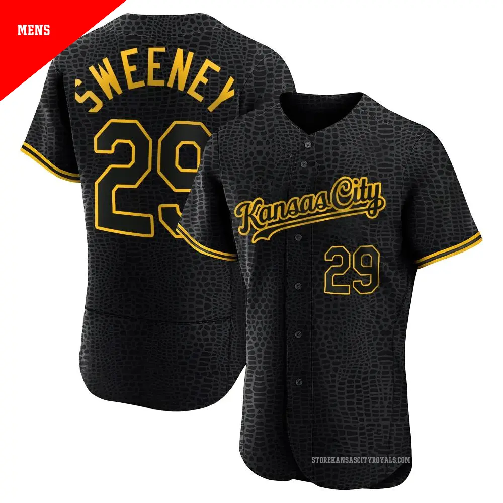 Men's ＃29 Mike Sweeney Kansas City Royals Black Authentic Snake Skin City Jersey