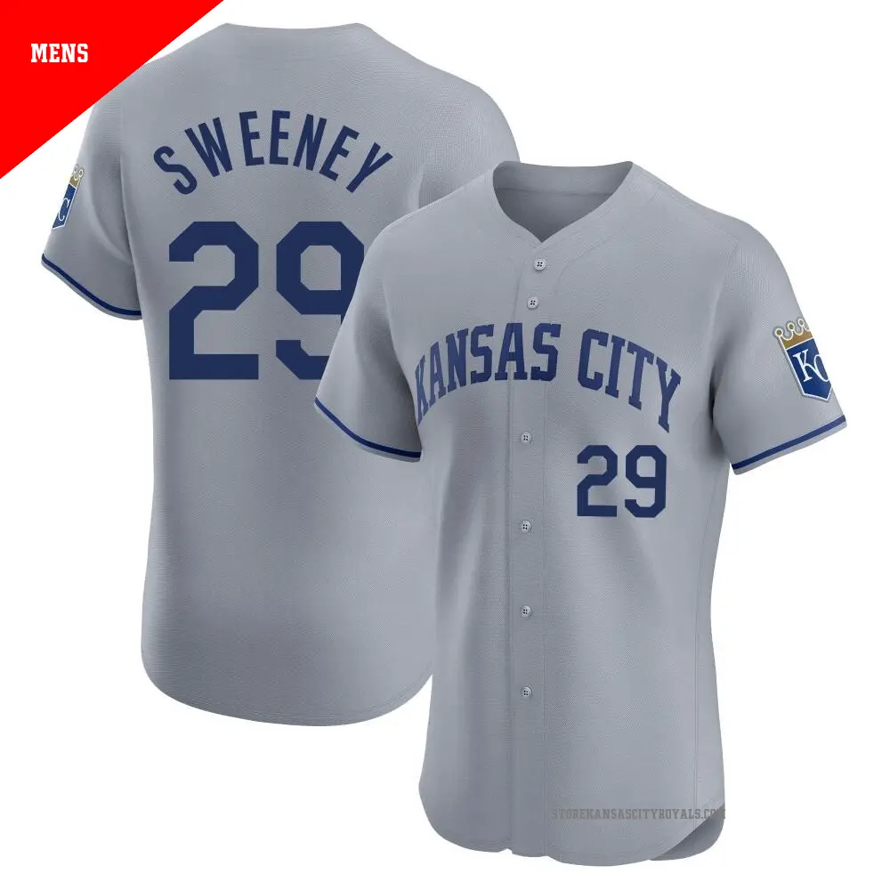 Men's ＃29 Mike Sweeney Kansas City Royals Gray Elite Road Jersey