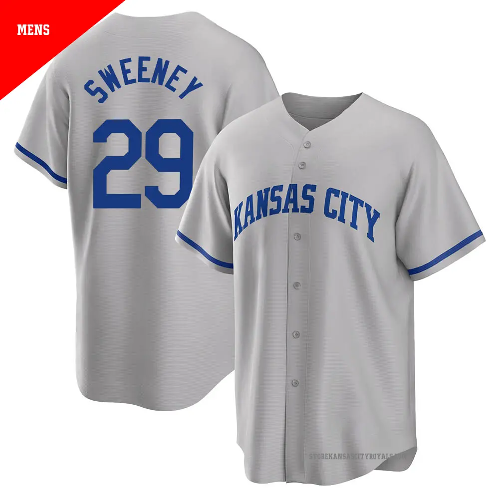 Men's ＃29 Mike Sweeney Kansas City Royals Gray Replica 2022 Road Jersey