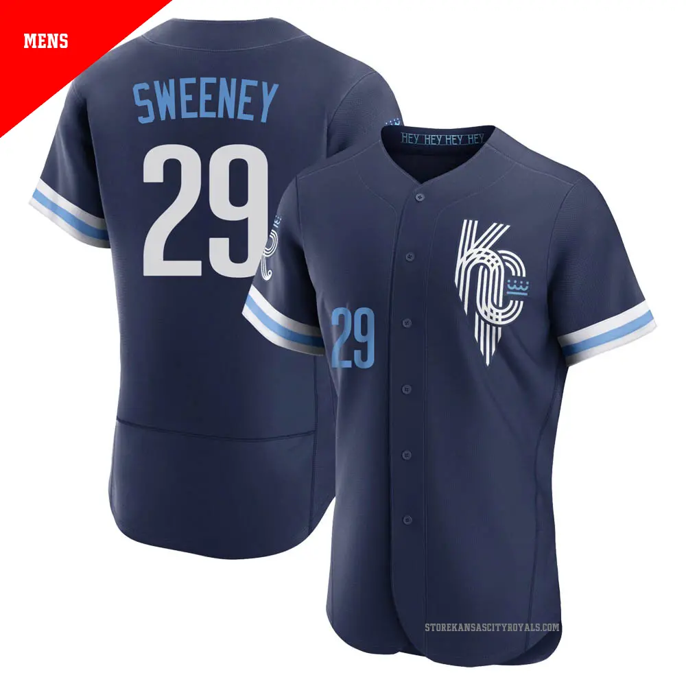 Men's ＃29 Mike Sweeney Kansas City Royals Navy Authentic 2022 City Connect Jersey