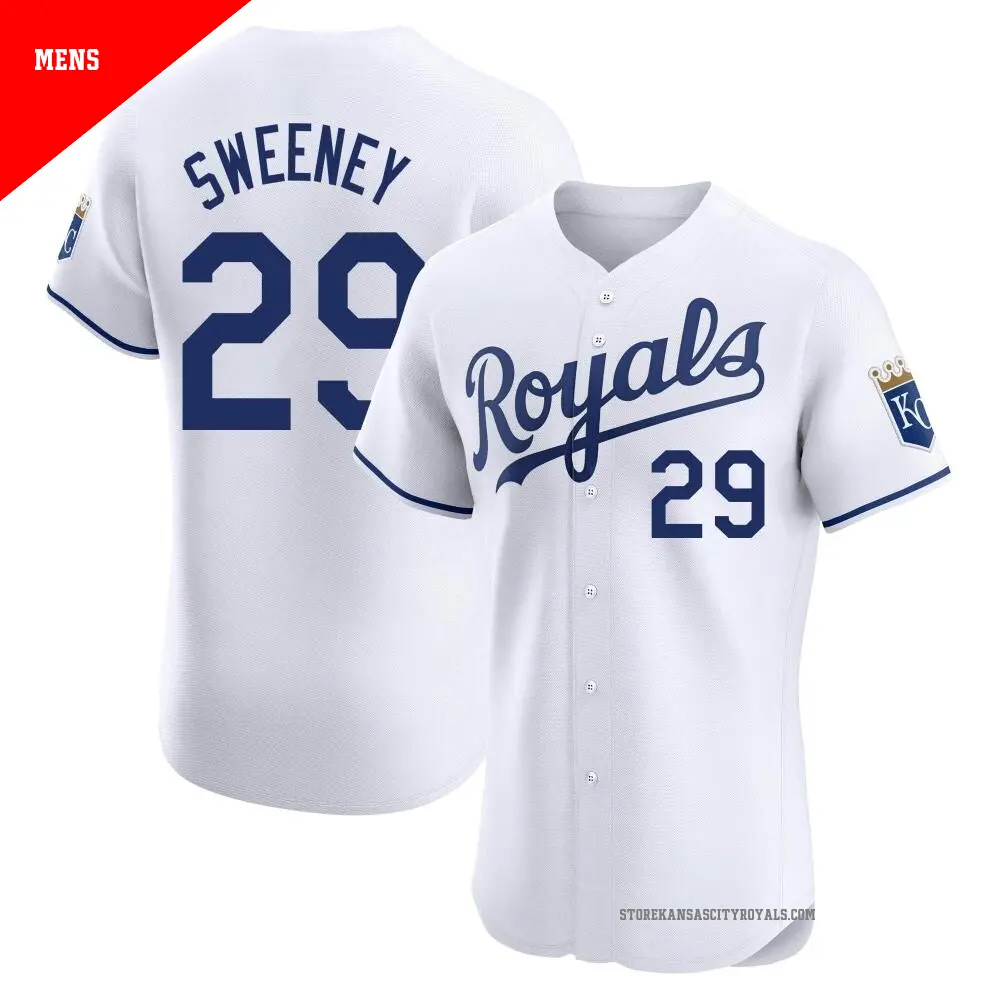 Men's ＃29 Mike Sweeney Kansas City Royals White Elite Home Jersey