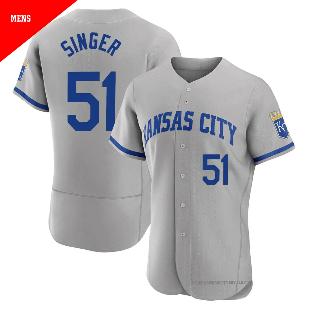 Men's ＃51 Brady Singer Kansas City Royals Gray Authentic 2022 Road Jersey