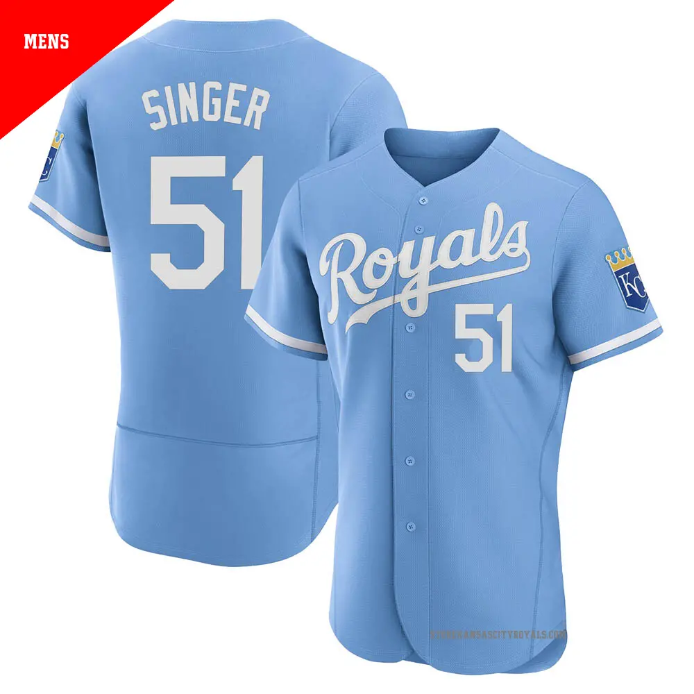 Men's ＃51 Brady Singer Kansas City Royals Light Blue Authentic 2022 Alternate Jersey