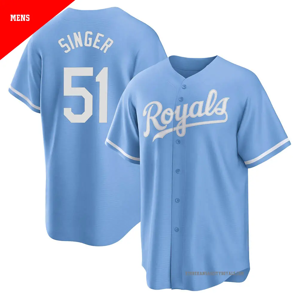 Men's ＃51 Brady Singer Kansas City Royals Light Blue Replica 2022 Alternate Jersey