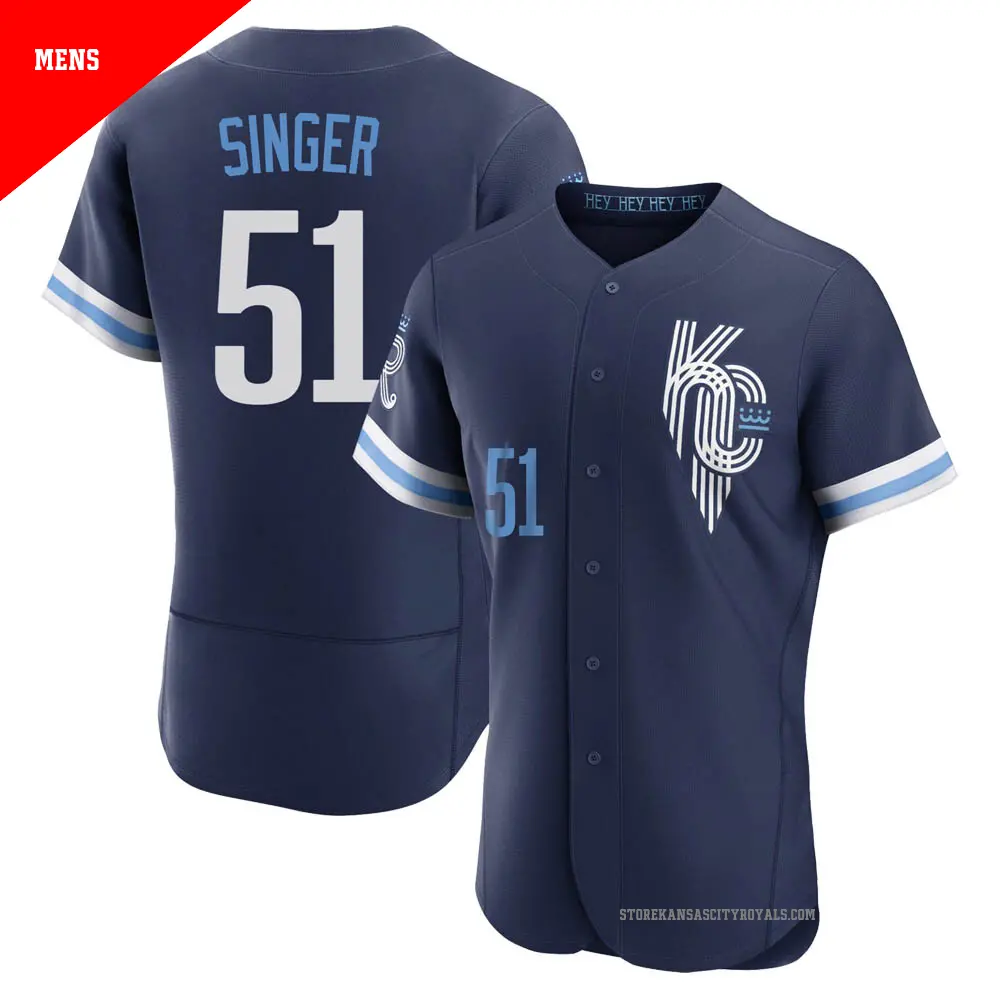 Men's ＃51 Brady Singer Kansas City Royals Navy Authentic 2022 City Connect Jersey