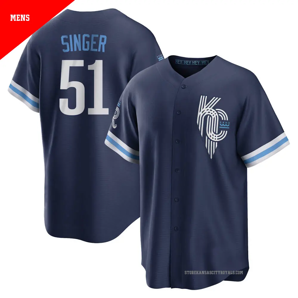 Men's ＃51 Brady Singer Kansas City Royals Navy Replica 2022 City Connect Jersey