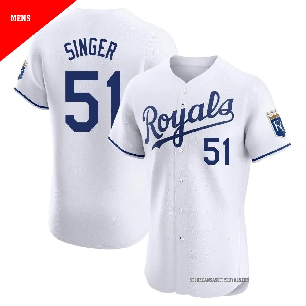 Men's ＃51 Brady Singer Kansas City Royals White Elite Home Jersey