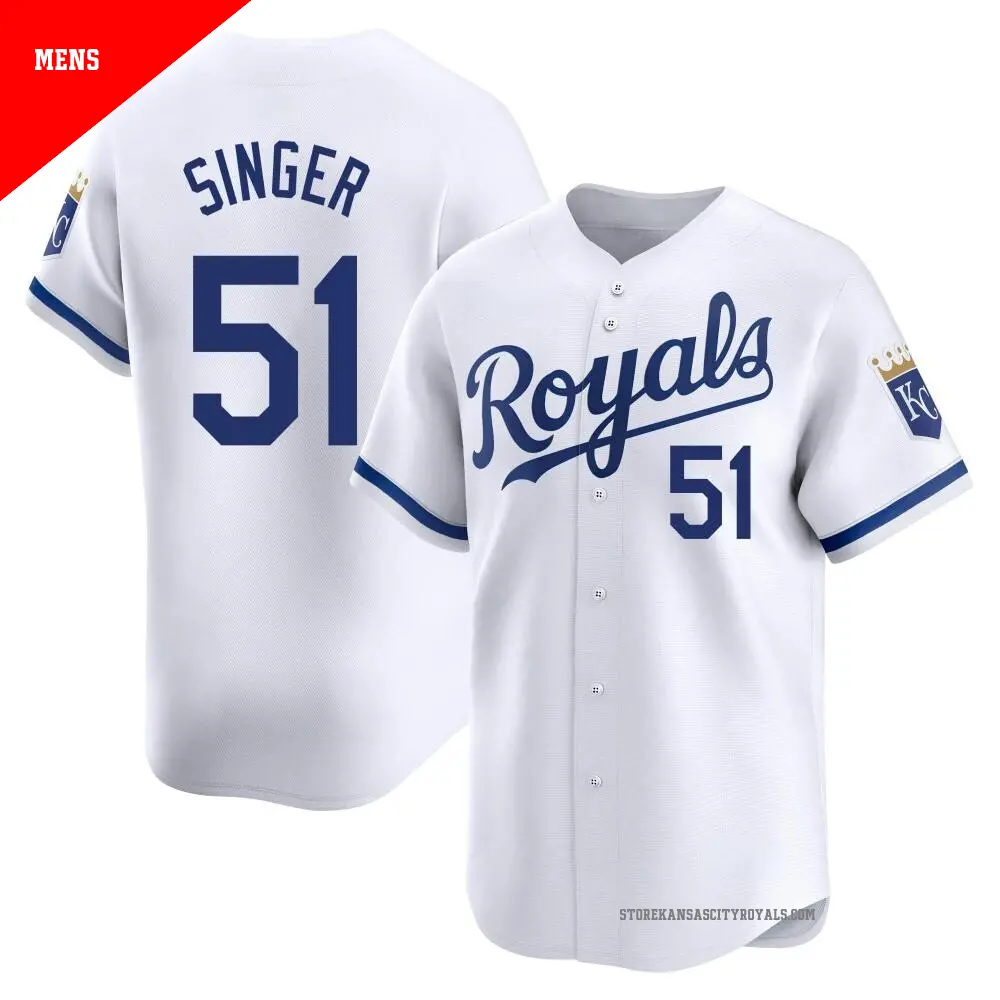 Men's ＃51 Brady Singer Kansas City Royals White Limited Home Jersey