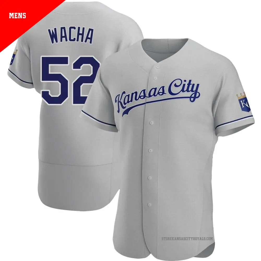 Men s 52 Michael Wacha Kansas City Royals Gray Authentic Road Jersey