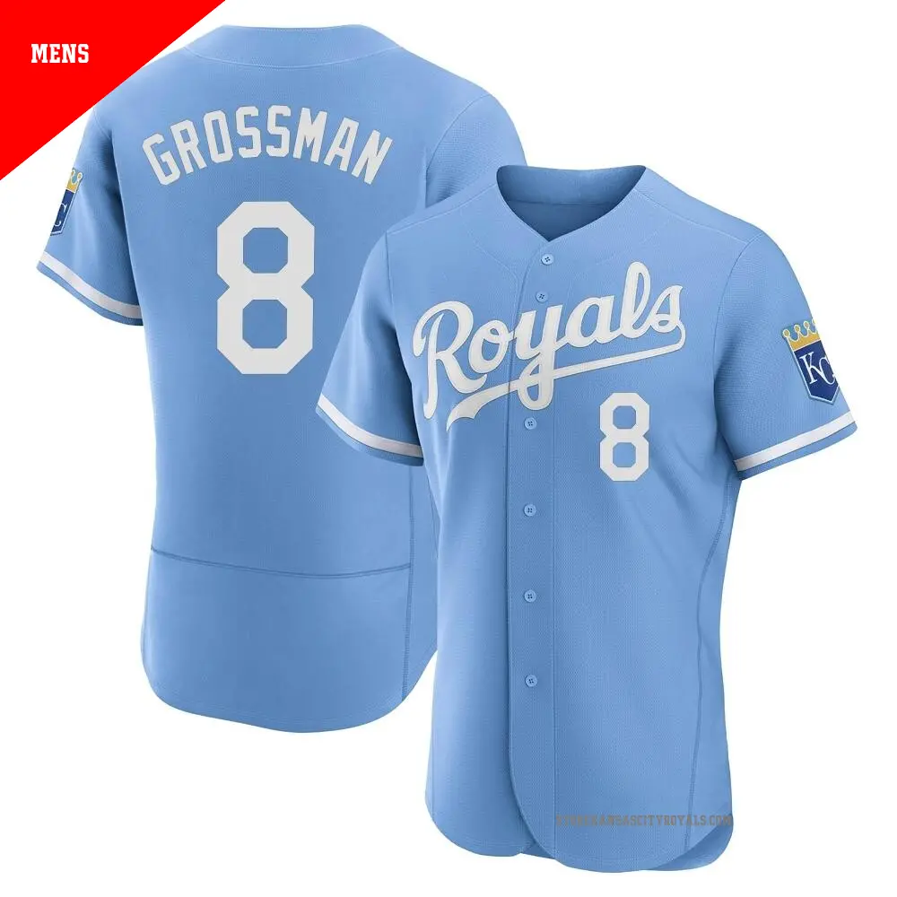 Men's ＃8 Robbie Grossman Kansas City Royals Light Blue Authentic 2022 Alternate Jersey