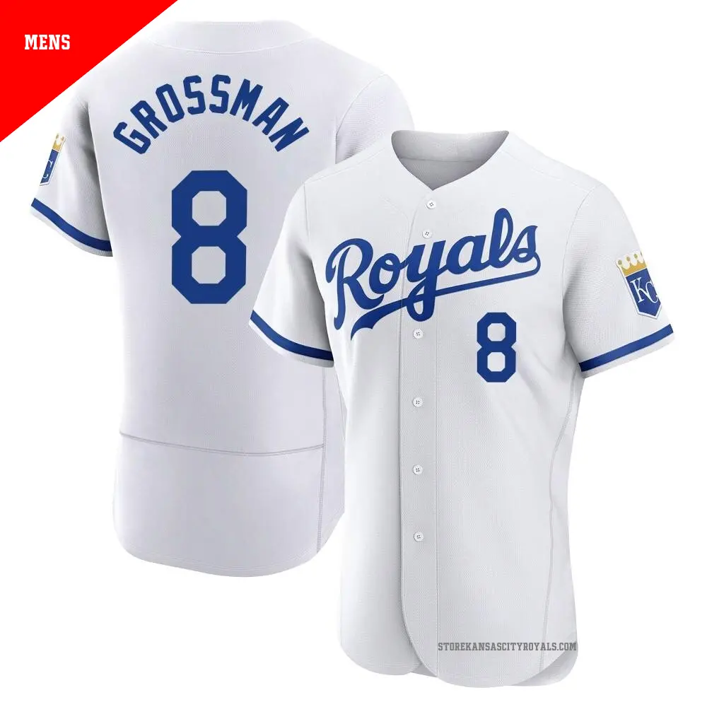 Men's ＃8 Robbie Grossman Kansas City Royals White Authentic 2022 Home Jersey