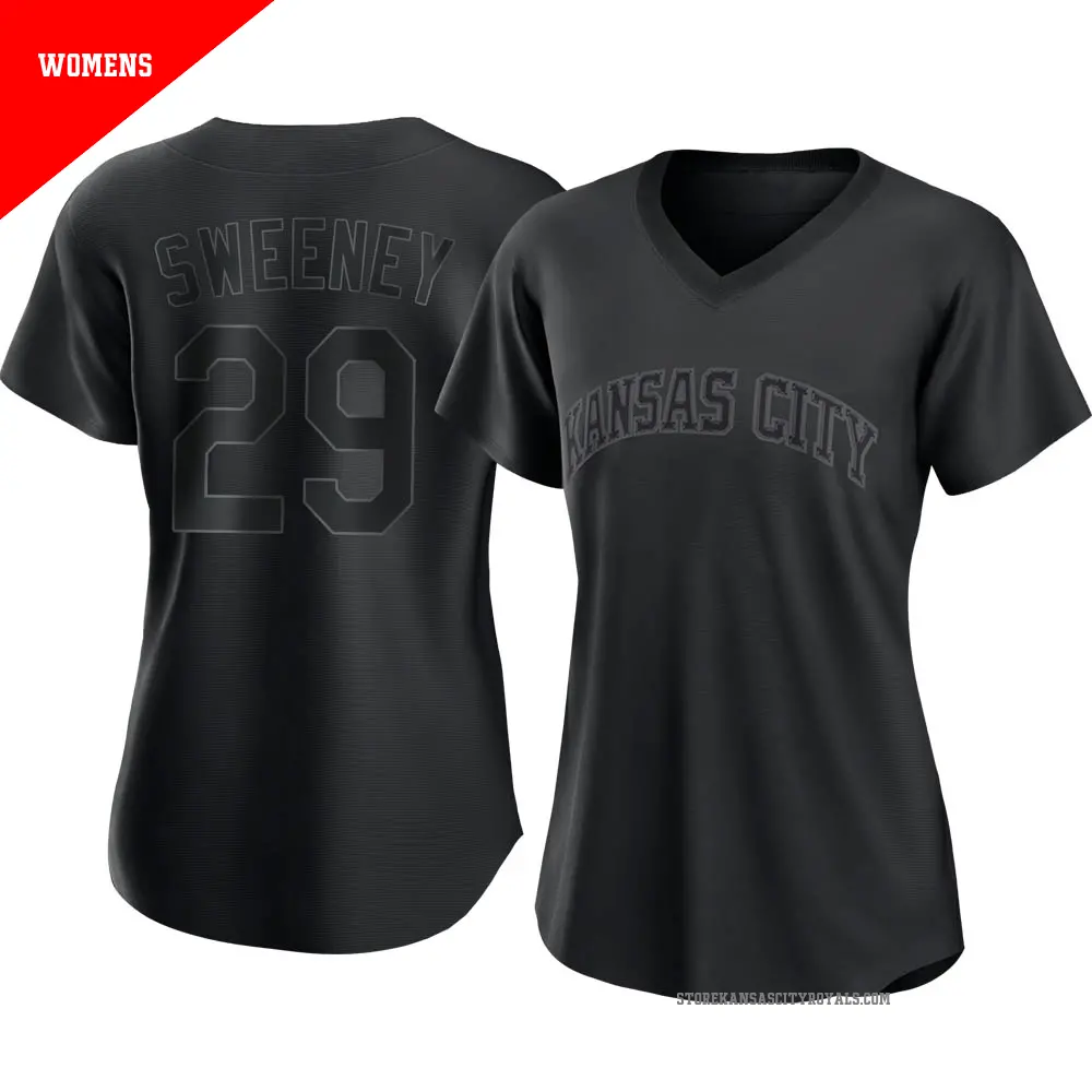 Women's ＃29 Mike Sweeney Kansas City Royals Black Authentic Pitch Fashion Jersey