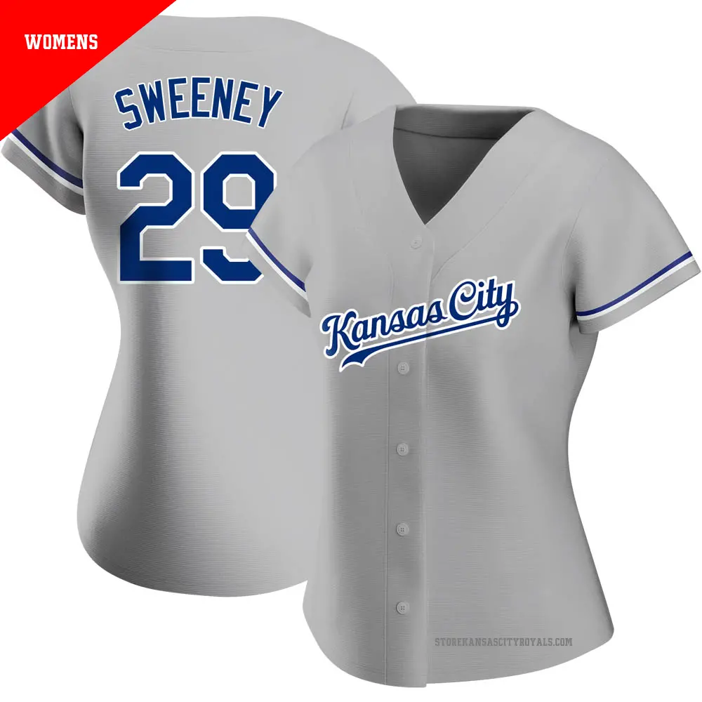 Women's ＃29 Mike Sweeney Kansas City Royals Gray Authentic Road Jersey