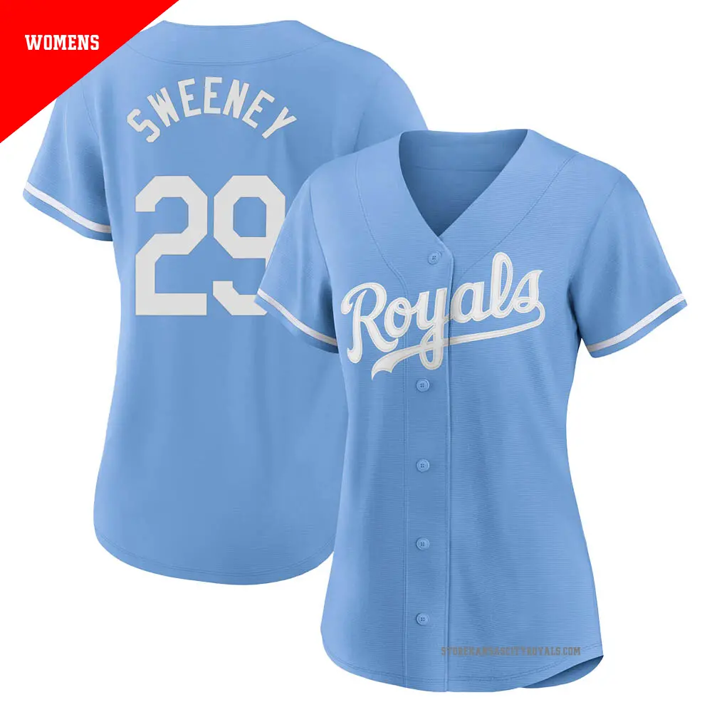 Women's ＃29 Mike Sweeney Kansas City Royals Light Blue Authentic 2022 Alternate Jersey