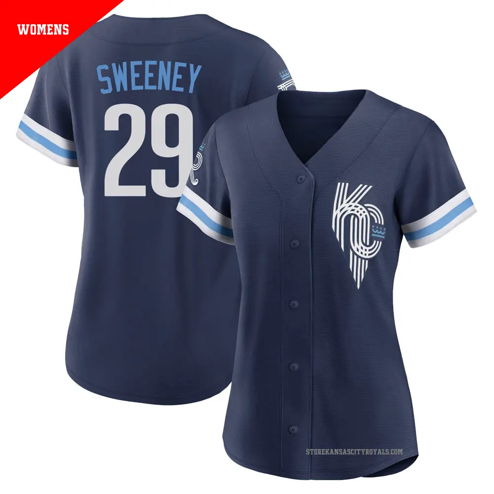 Women's ＃29 Mike Sweeney Kansas City Royals Navy Authentic 2022 City Connect Jersey