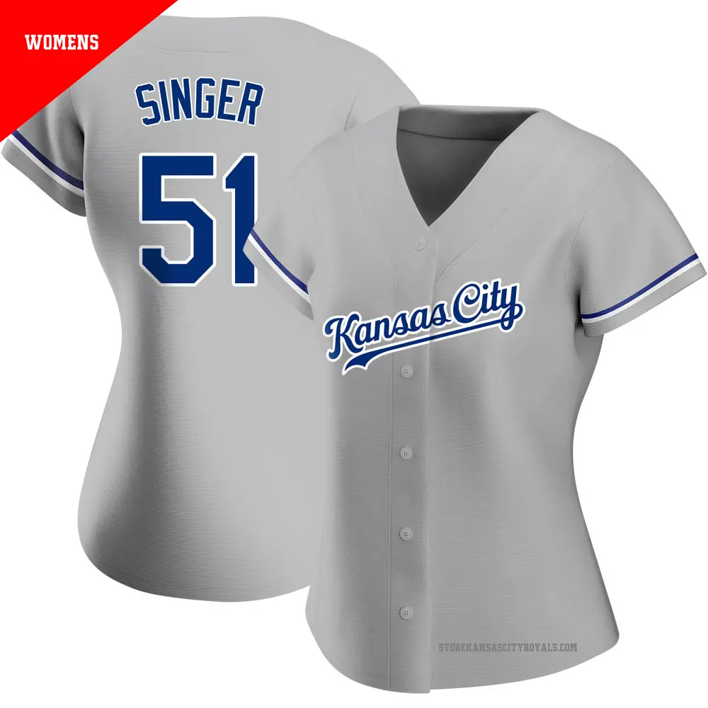 Women's ＃51 Brady Singer Kansas City Royals Gray Authentic Road Jersey