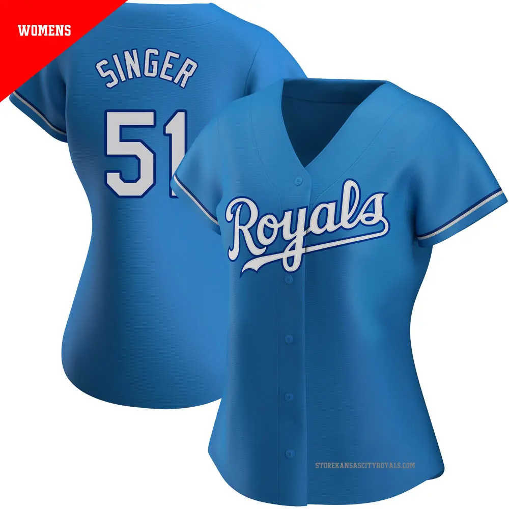 Women's ＃51 Brady Singer Kansas City Royals Light Blue Authentic Alternate Jersey