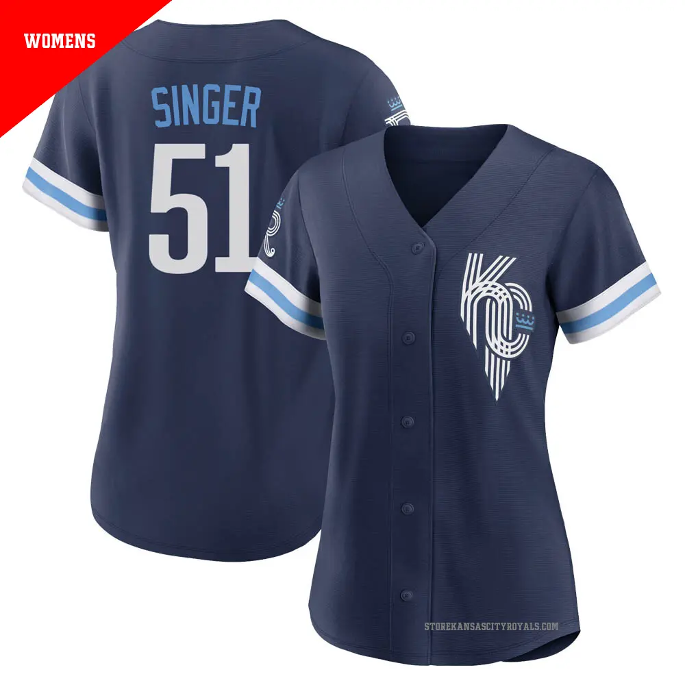 Women's ＃51 Brady Singer Kansas City Royals Navy Authentic 2022 City Connect Jersey