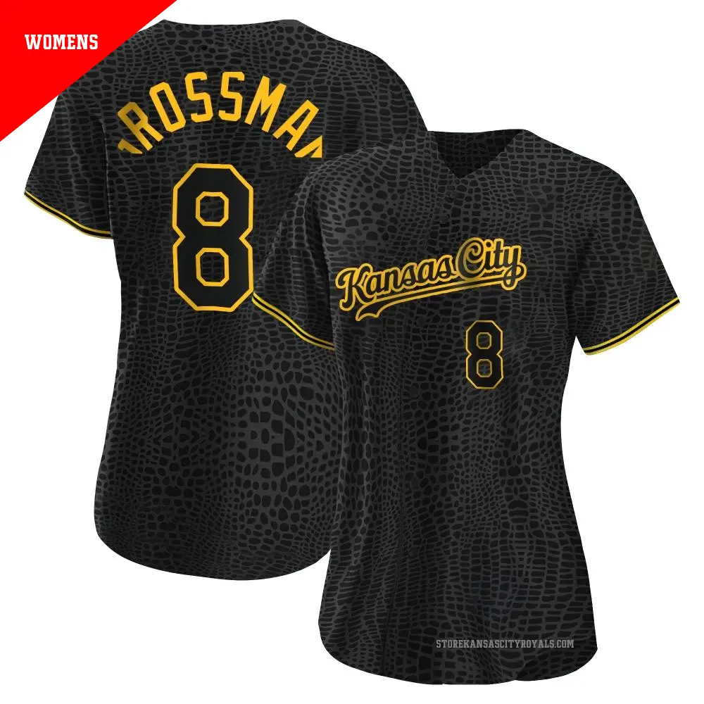 Women's ＃8 Robbie Grossman Kansas City Royals Black Authentic Snake Skin City Jersey