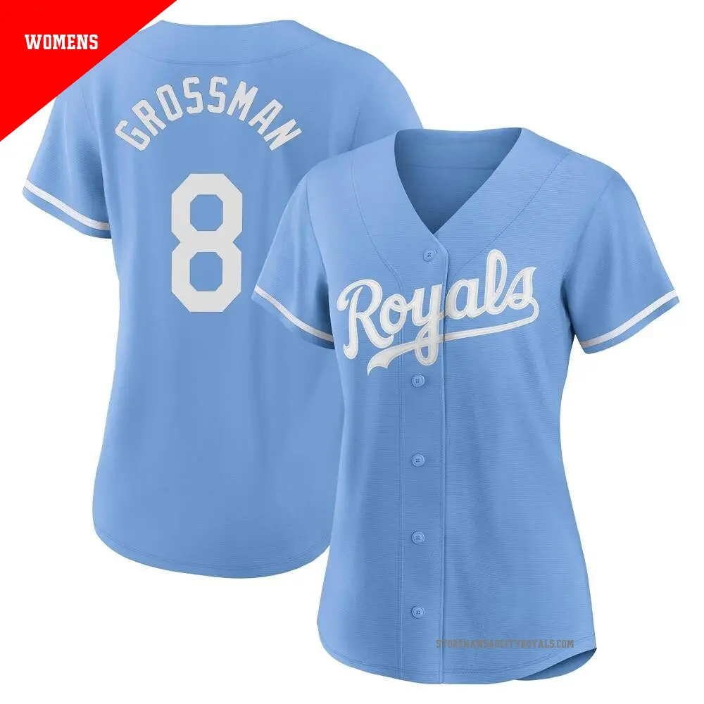 Women's ＃8 Robbie Grossman Kansas City Royals Light Blue Authentic 2022 Alternate Jersey