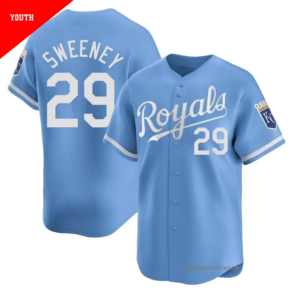 Youth ＃29 Mike Sweeney Kansas City Royals Light Blue Limited Alternate Jersey