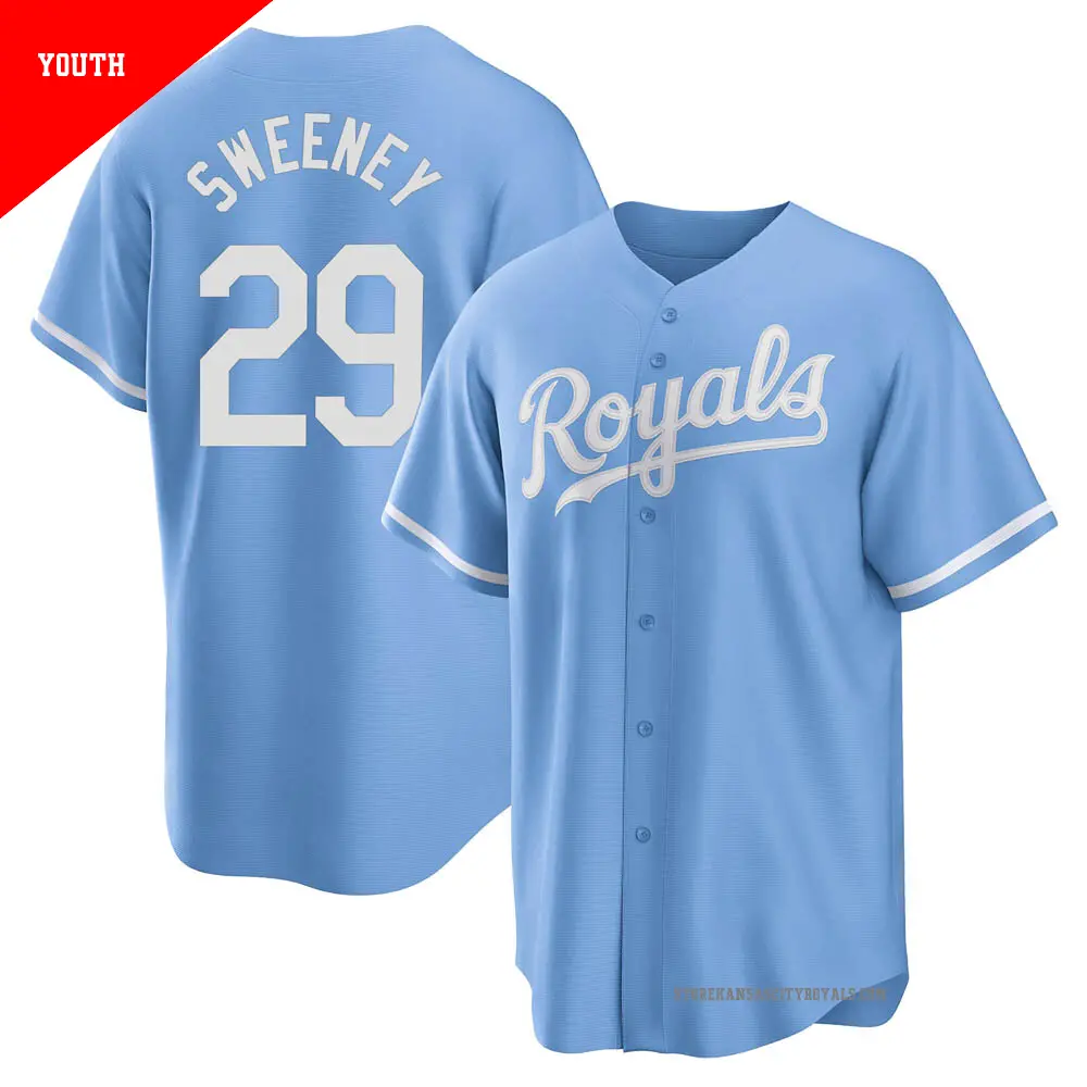 Youth ＃29 Mike Sweeney Kansas City Royals Light Blue Replica 2022 Alternate Jersey