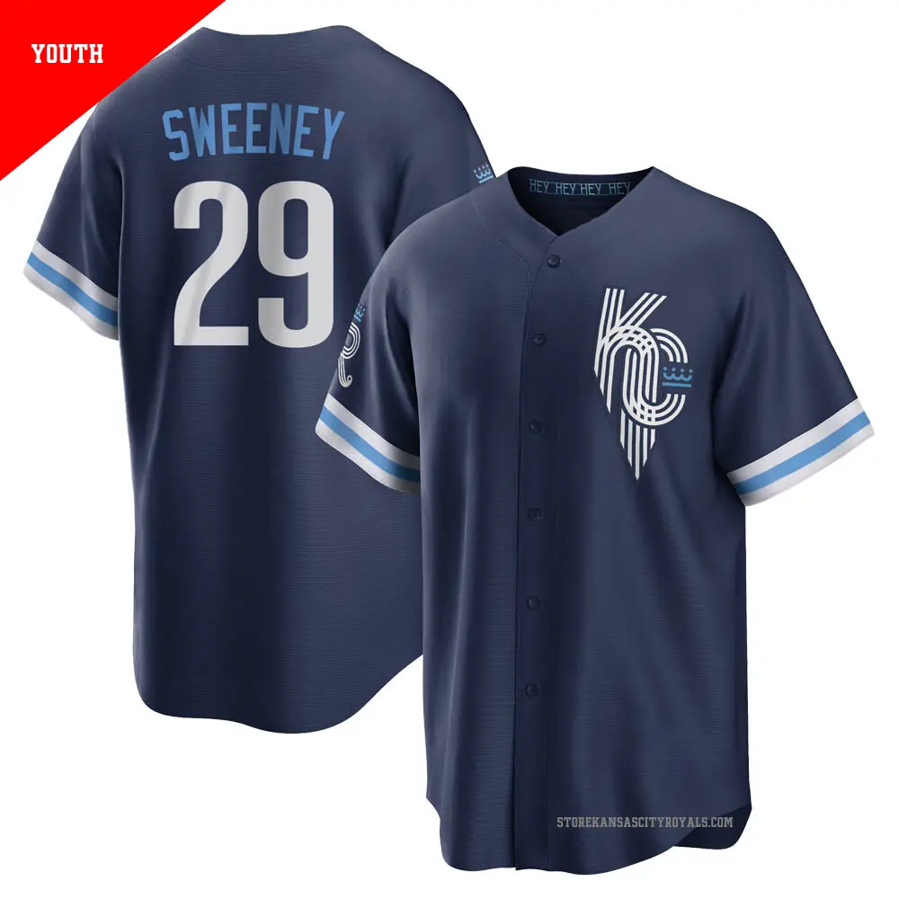 Youth ＃29 Mike Sweeney Kansas City Royals Navy Replica 2022 City Connect Jersey