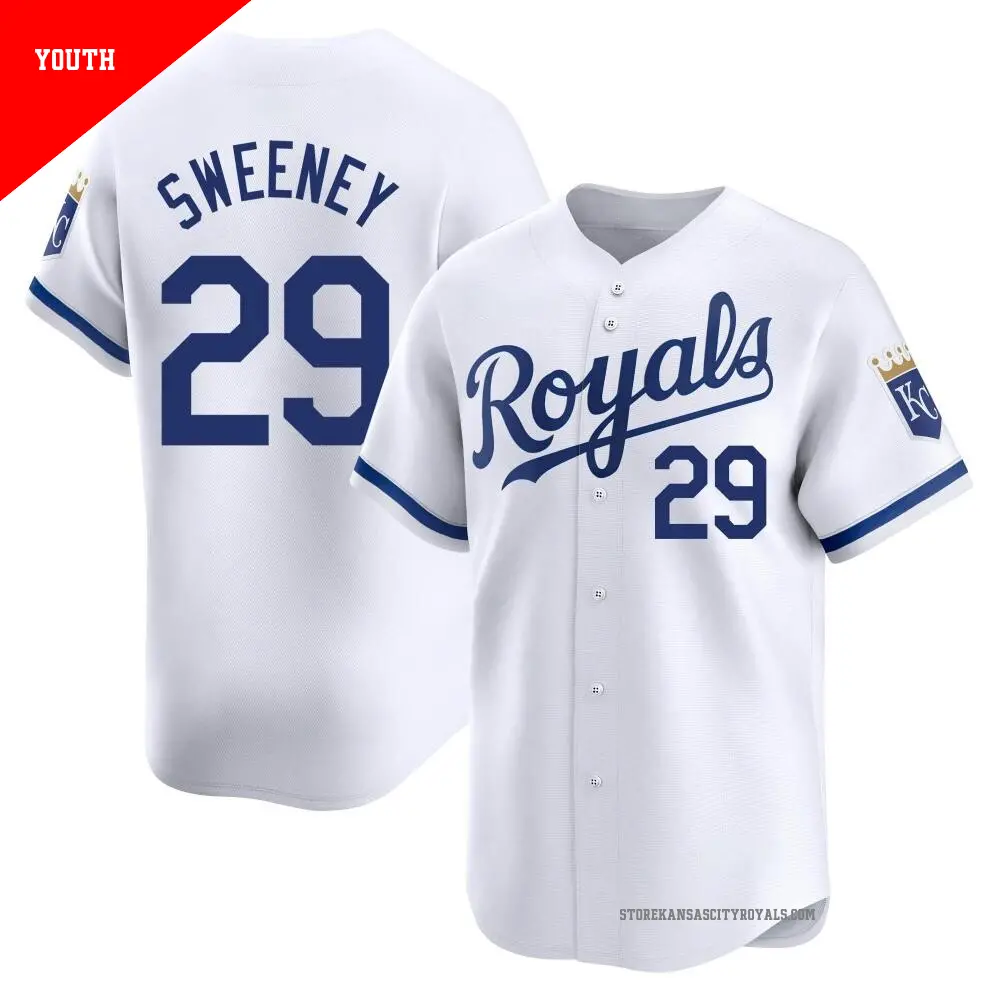 Youth ＃29 Mike Sweeney Kansas City Royals White Limited Home Jersey