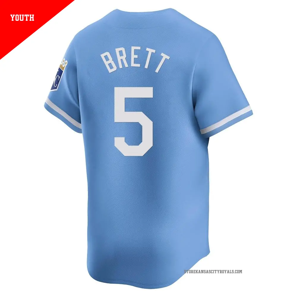 Youth 5 George Brett Kansas City Royals Light Blue Limited Alternate Jersey