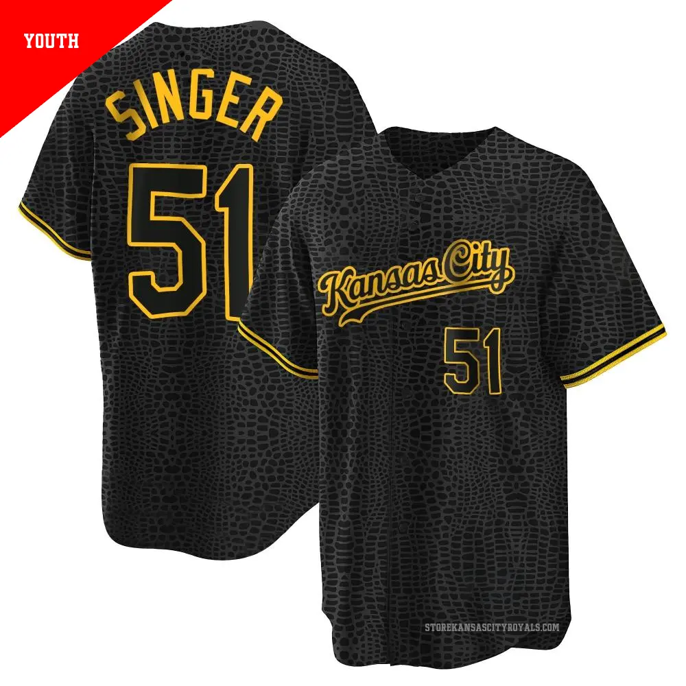 Youth ＃51 Brady Singer Kansas City Royals Black Replica Snake Skin City Jersey